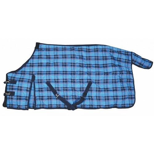 TROK.PL Derka zimowa stajenna HKM Check Niebiesko/Czarna 135 cm